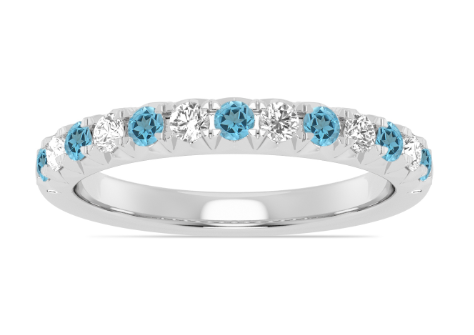 Blue Swiss Blue Topaz and Diamond Fishtail Anniversary Band
