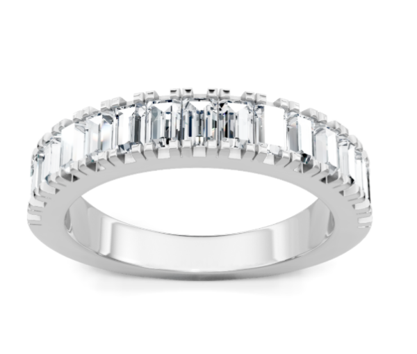 Lab Diamond Shared Prong Baguette Band