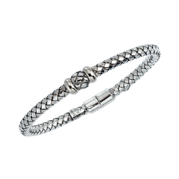 Single Traversa Station Sterling Traversa Spring Bangle Bracelet