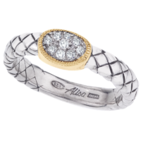 Traversa Band Ring, Yellow Gold Oval Shape Pave' Diamond Station