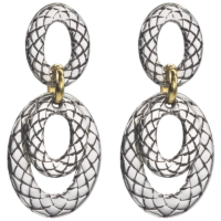 Triple Oval Sterling Traversa Doorknocker Earrings with Yellow Gold Attachment
