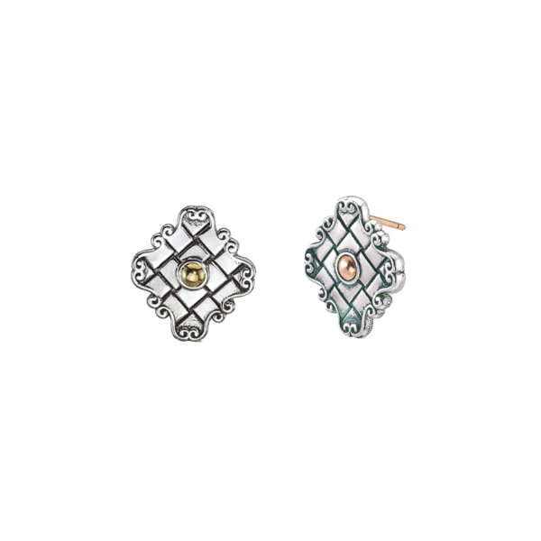 Sterling Traversa Quatrefoil Button Earrings