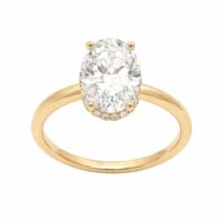 Oval Lab Diamond Semi Hidden Halo Engagement Ring