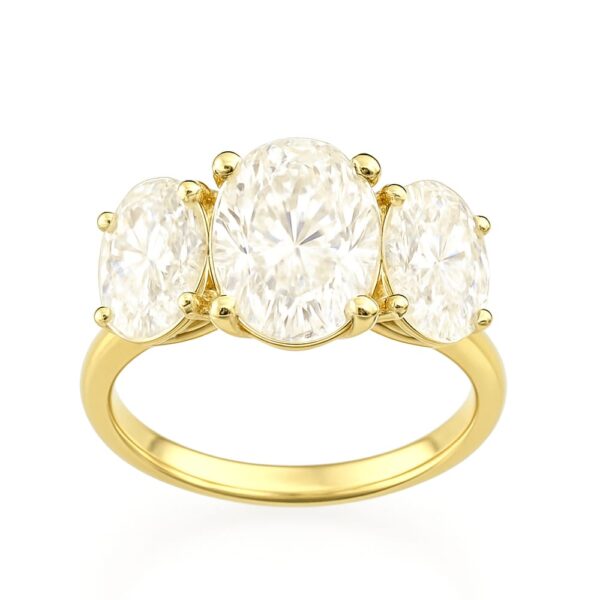 Oval Trellis Three Stone Lab Diamond Engagement Ring