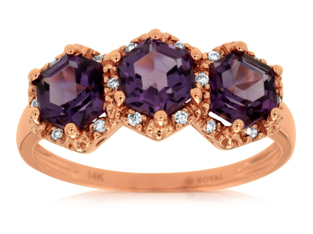 Amethyst and Diamond Halo Ring