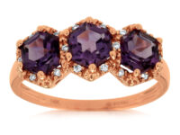 Amethyst and Diamond Halo Ring
