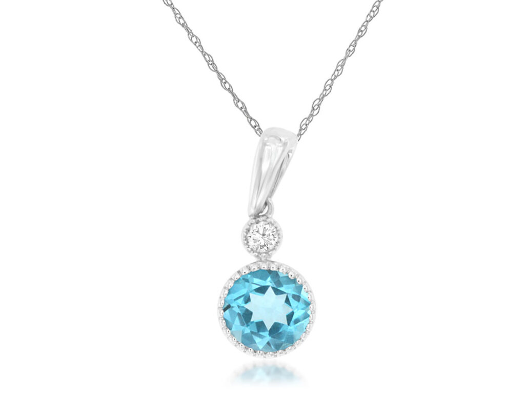 Blue Topaz and Diamond Pendant