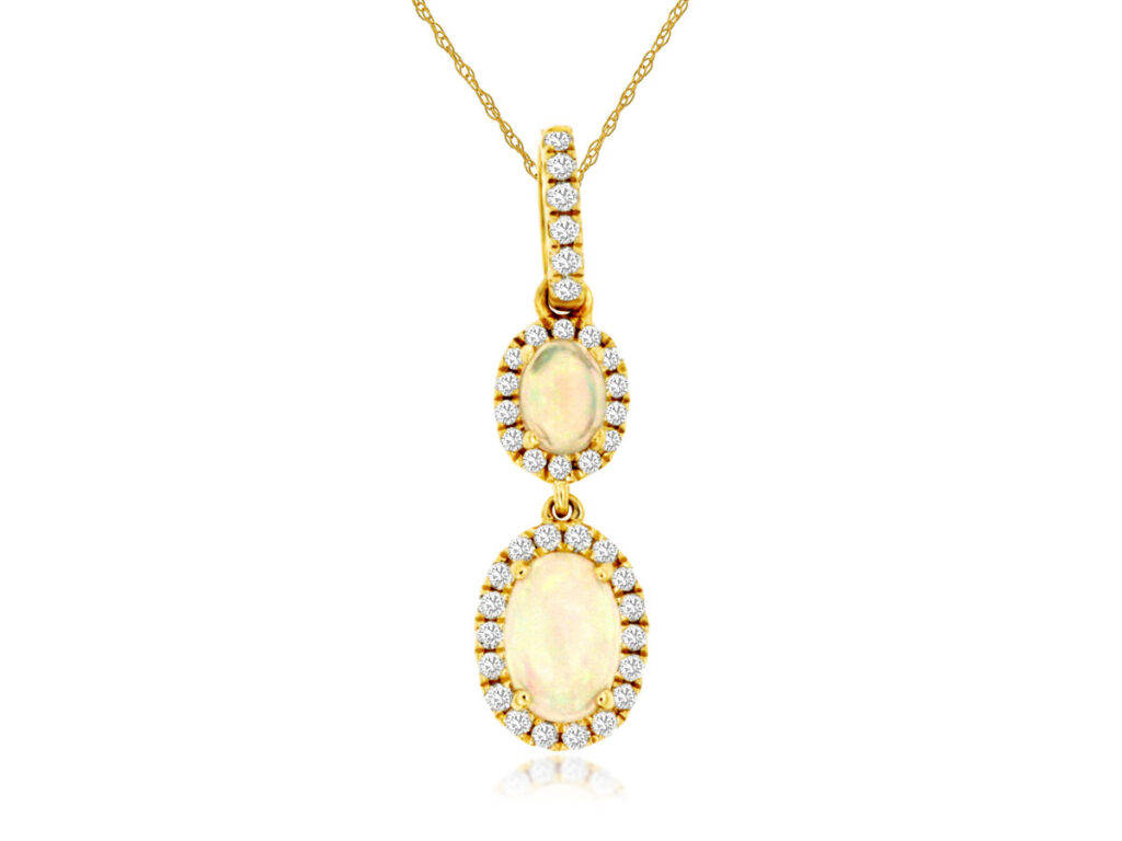 Opal and Diamond Drop Necklace