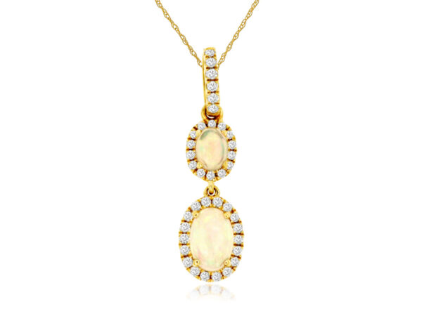 Opal and Diamond Drop Necklace