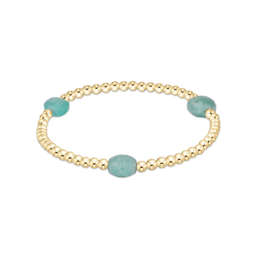 eNewton - Admire Small Gem 3mm Gold Bracelet - Amazonite