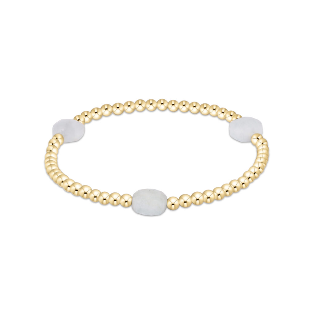 eNewton - Admire Small Gem 3mm Gold Bracelet - Aquamarine