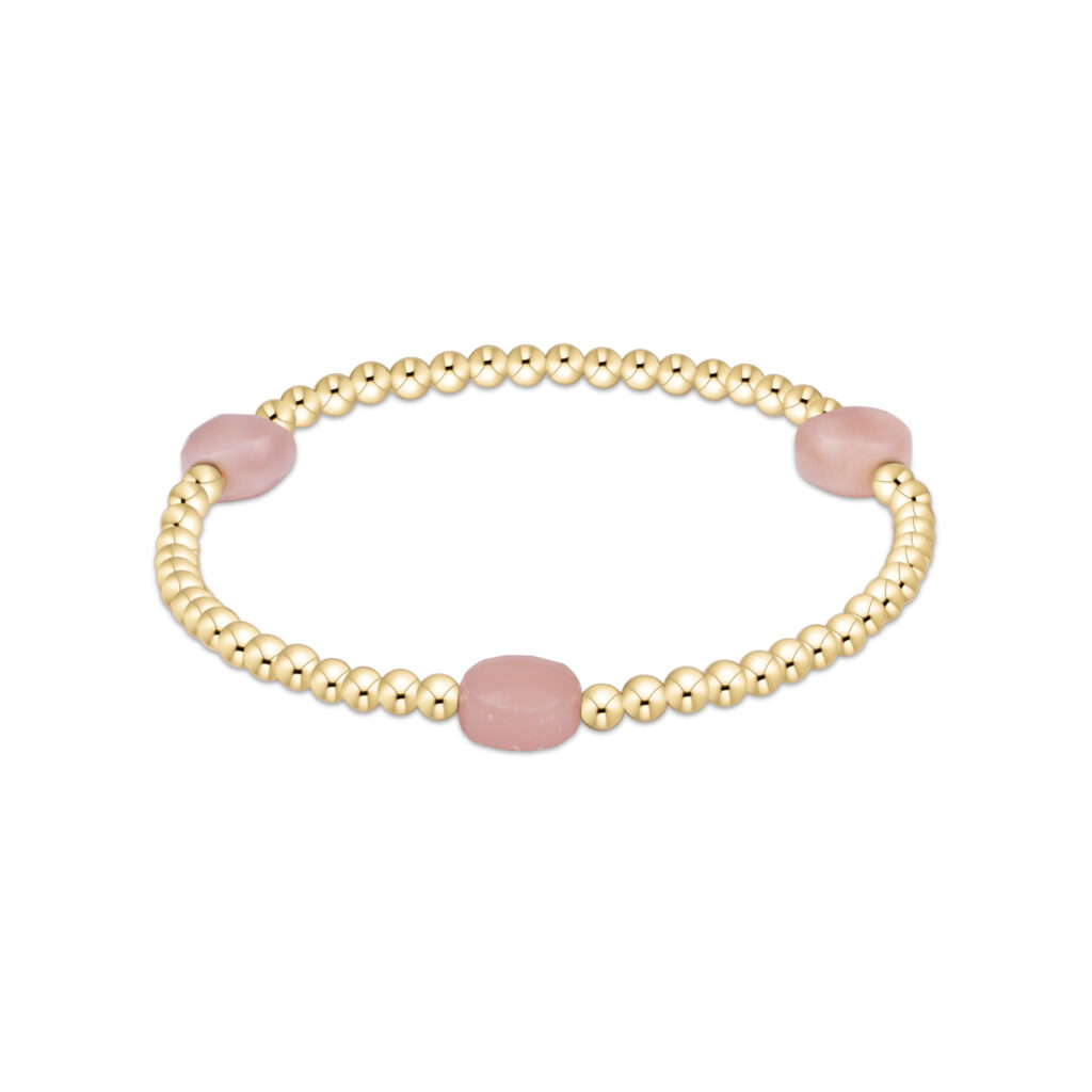 eNewton - Admire Small Gem 3mm Gold Bracelet - Pink Opal