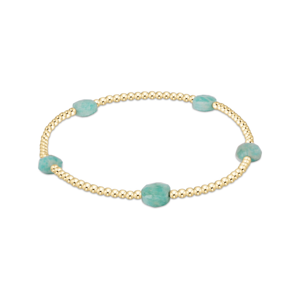 eNewton - Admire Small Gem 2mm Gold Bracelet - Amazonite