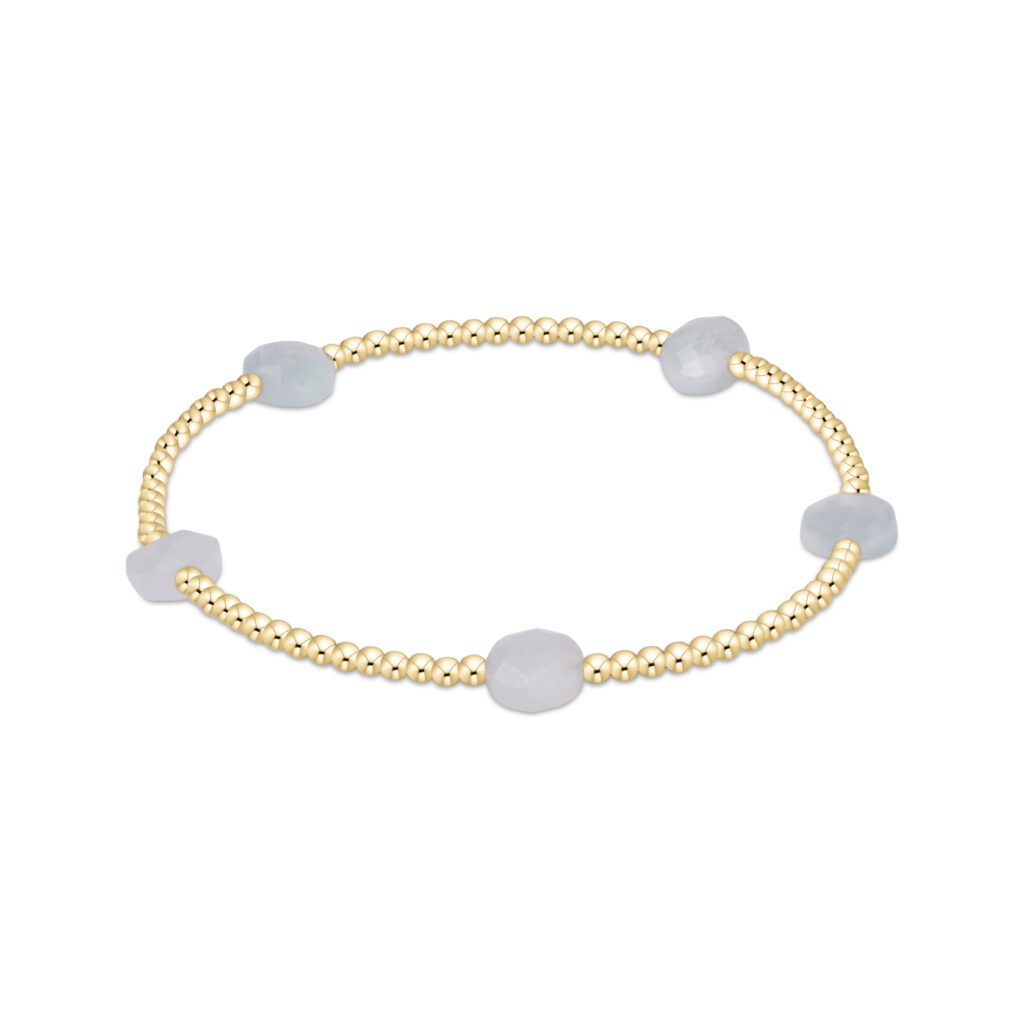 eNewton - Admire Small Gem 2mm Gold Bracelet - Aquamarine