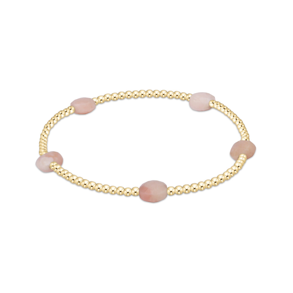 eNewton - Admire Small Gem 2mm Gold Bracelet - Pink Opal