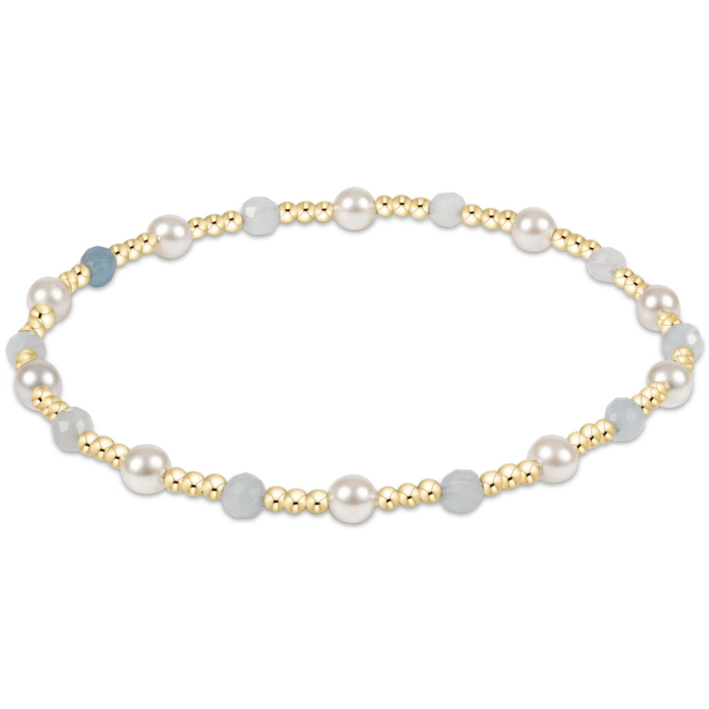 eNewton - Pearl Sincerity 4mm Gem Bracelet - Aquamarine