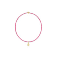 eNewton - Hope Classic Bubblegum Bracelet - Signature Cross Small Gold Charm