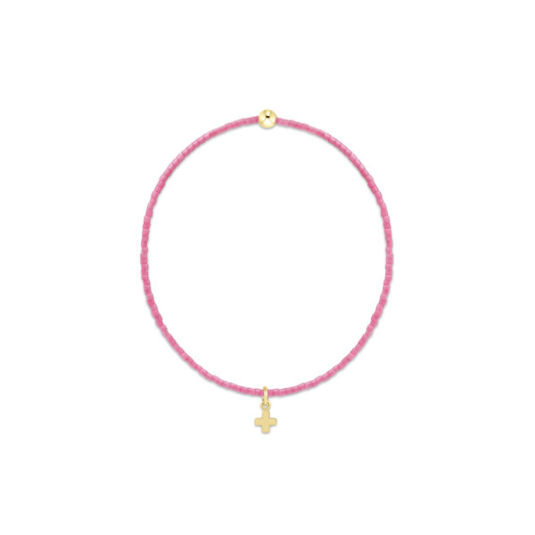 eNewton - Hope Classic Bubblegum Bracelet - Signature Cross Small Gold Charm