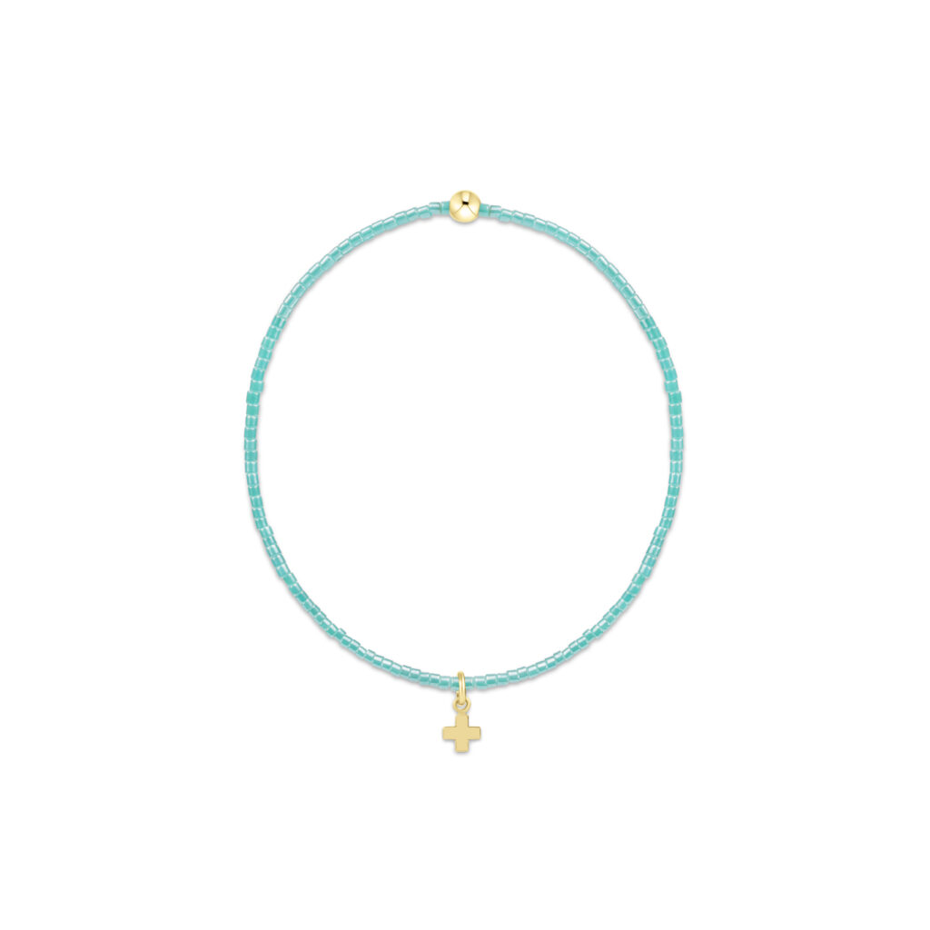 eNewton - Hope Classic Sea Glass Bracelet - Signature Cross Small Gold Charm