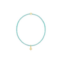 eNewton - Hope Classic Sea Glass Bracelet - Signature Cross Small Gold Charm