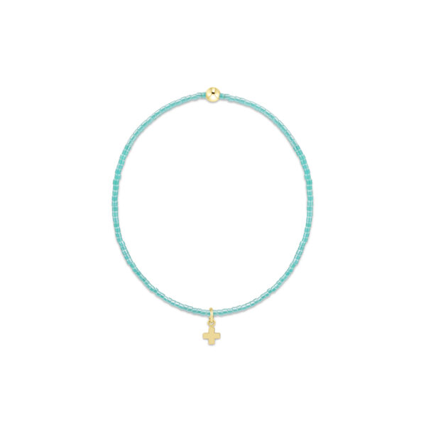 eNewton - Hope Classic Sea Glass Bracelet - Signature Cross Small Gold Charm