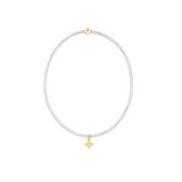 eNewton - Hope Classic Silky White Bracelet - Signature Cross Small Gold Charm