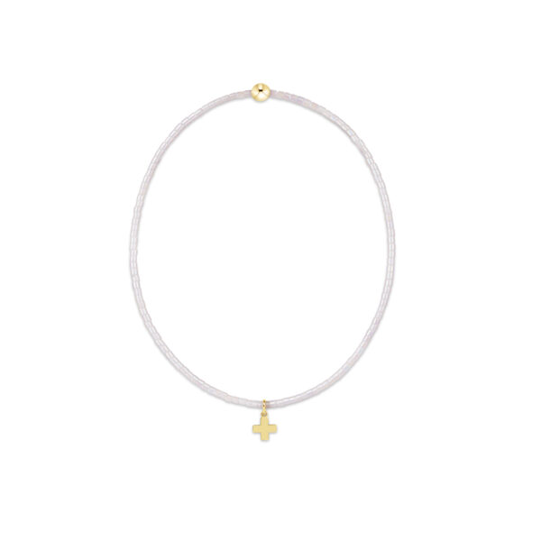 eNewton - Hope Classic Silky White Bracelet - Signature Cross Small Gold Charm