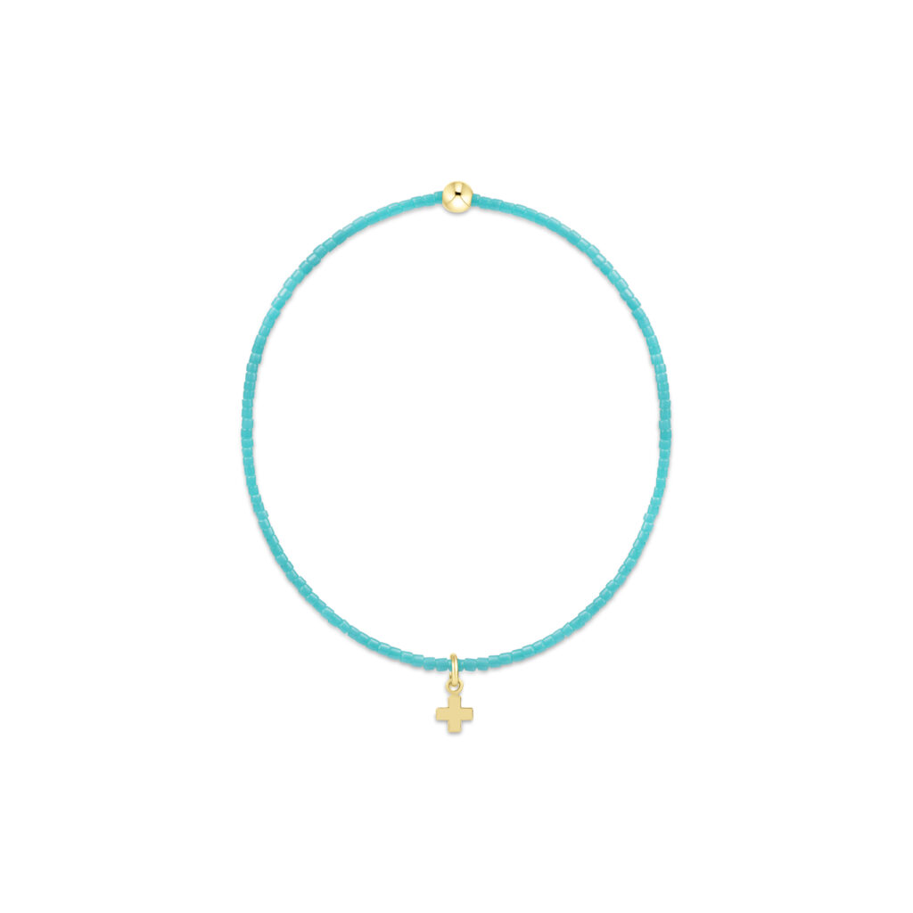 eNewton - Hope Classic Turquoise Bracelet - Signature Cross Small Gold Charm