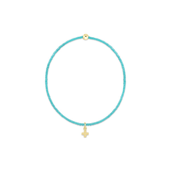 eNewton - Hope Classic Turquoise Bracelet - Signature Cross Small Gold Charm