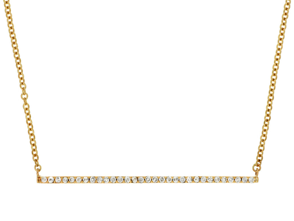 Yellow Gold Diamond Bar Necklace
