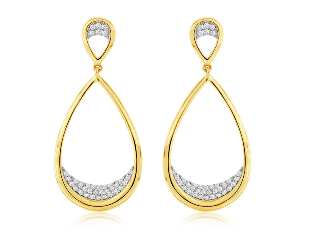 Two Tone Dangle Diamond Earrings