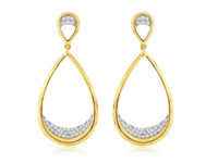 Two Tone Dangle Diamond Earrings