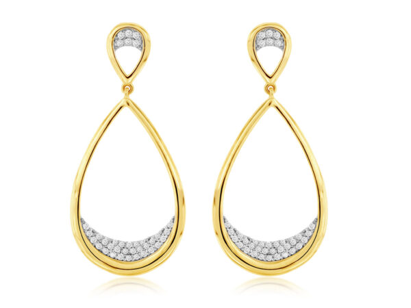 Two Tone Dangle Diamond Earrings