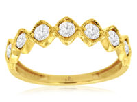 Yellow Gold Diamond Band with Millgrain