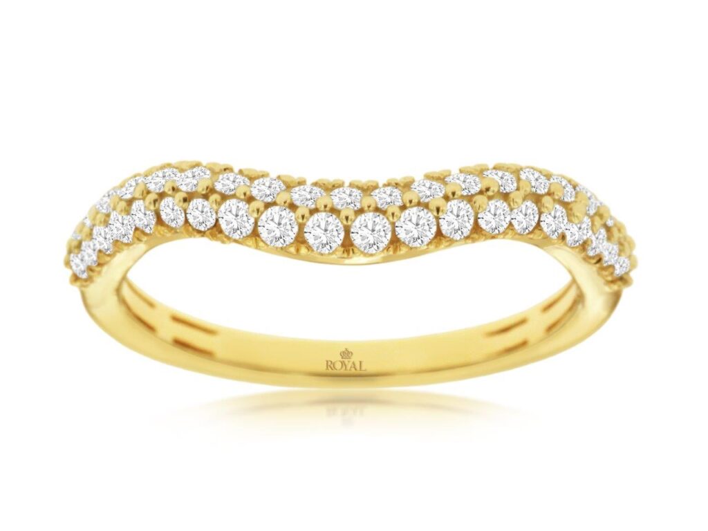 Yellow Gold 2 row curved Diamond Band
