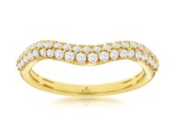Yellow Gold 2 row curved Diamond Band