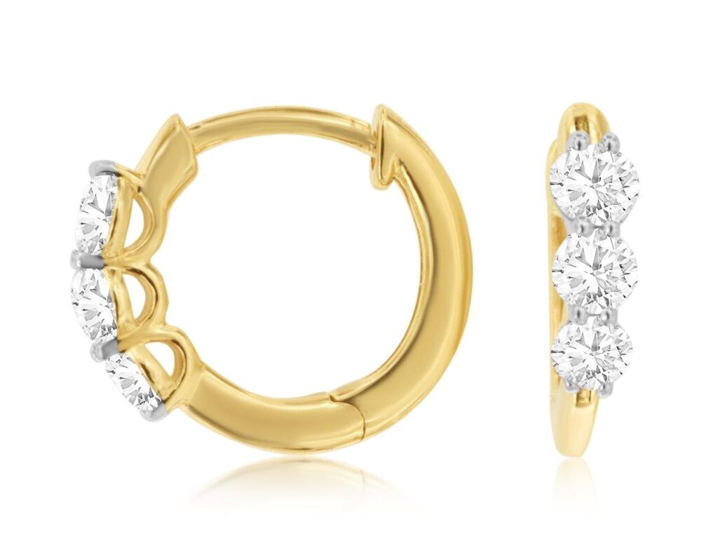 3 Stone Diamond Huggies