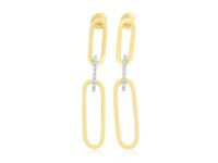 Yellow Gold Paperclip Drop Earrings