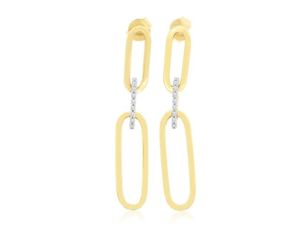 Yellow Gold Paperclip Drop Earrings