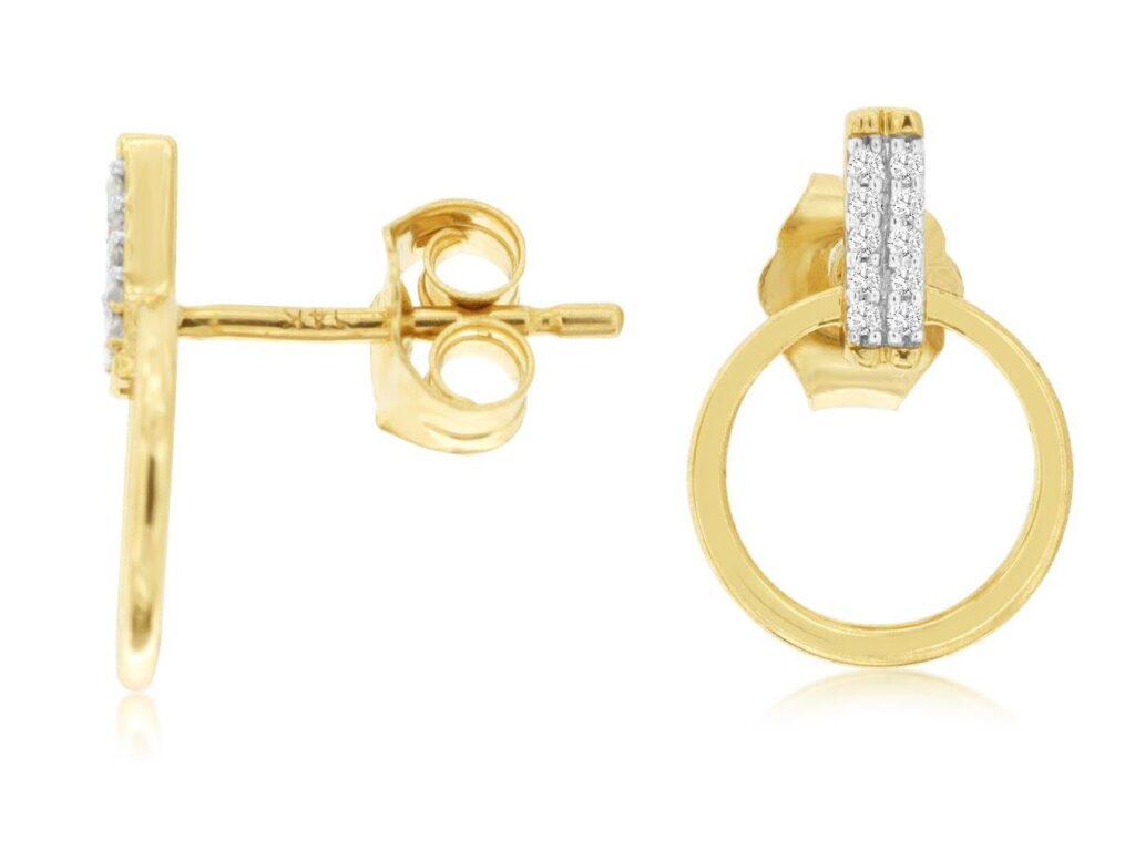 Yellow Gold Circle Diamond Earrings