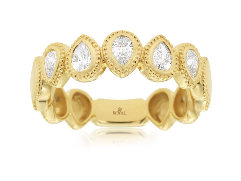 Yellow Gold alternating Pear Shaped Band