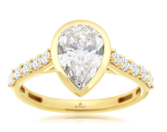 Lab Pear Shaped Bezel Ring