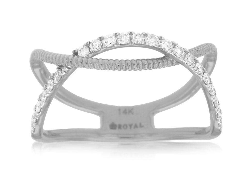 White Gold Beaded and Diamond Wrap Ring