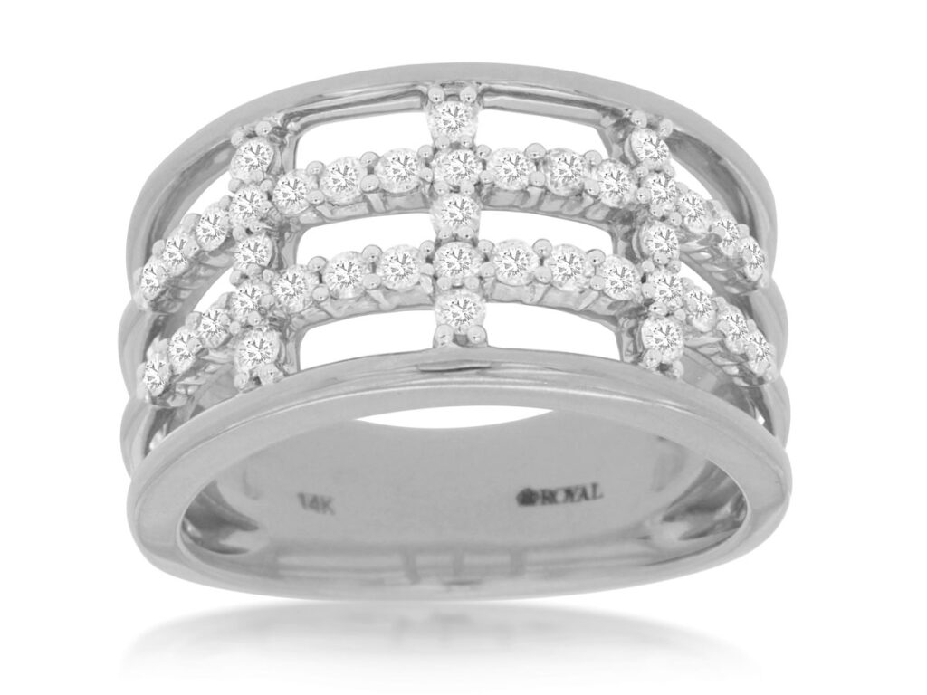 White Gold 4 row Diamond Ring