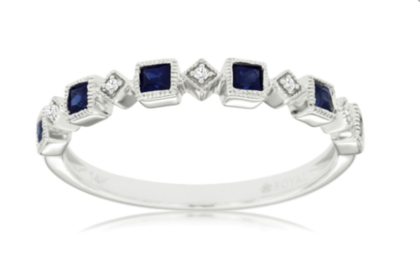 Blue Sapphire and Diamond Ring