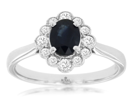 Oval Sapphire Ring with Diamond Halo