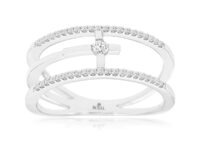 White Gold Diamond Cross Inlay Ring