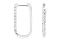 White Gold Diamond Square Hoop Earrings